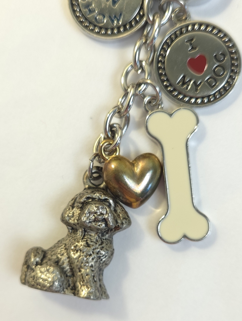 Little Gifts Dog Charm Key Chain I ♡ My Dog Dog Bone & Bowl Charms - Picture 7 of 9
